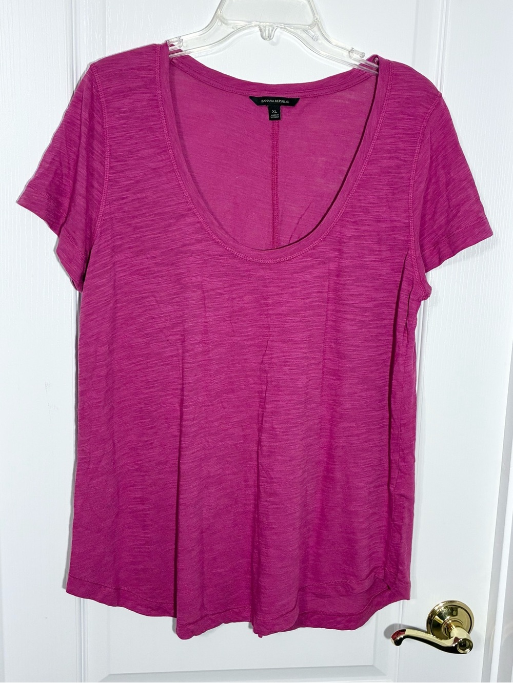 Banana Republic Slub Knit Scoop Neck Short Sleeve Tee Pink XL
